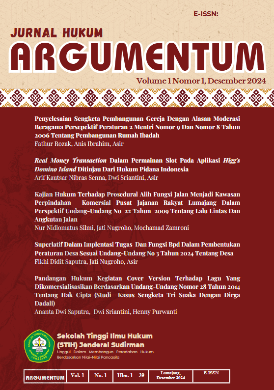 					View Vol. 1 No. 1 (2024): Jurnal Argumentum, Vol. 1 No. 1, Desember 2024
				